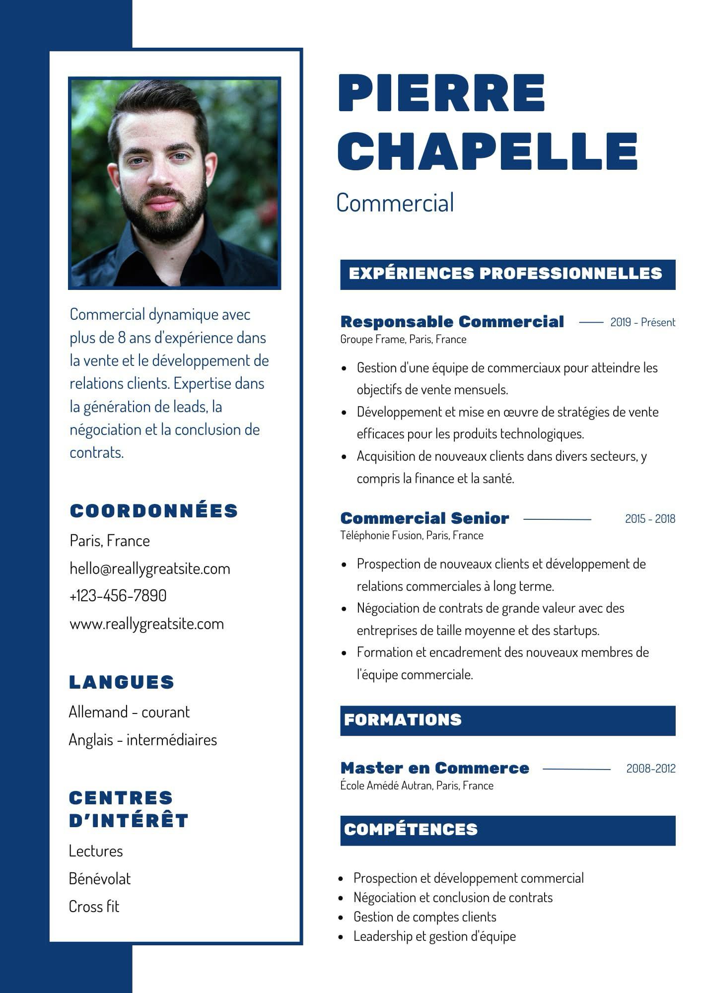 CV simple exemple